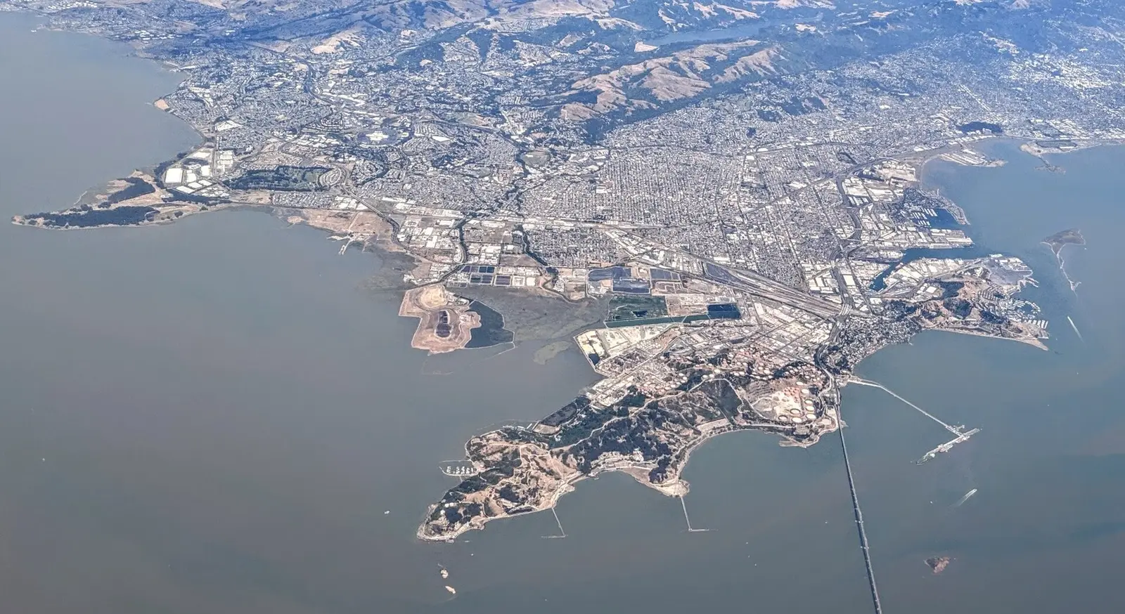 Richmond from the air, seen from above the west end of the Richmond-San Rafael Bridge